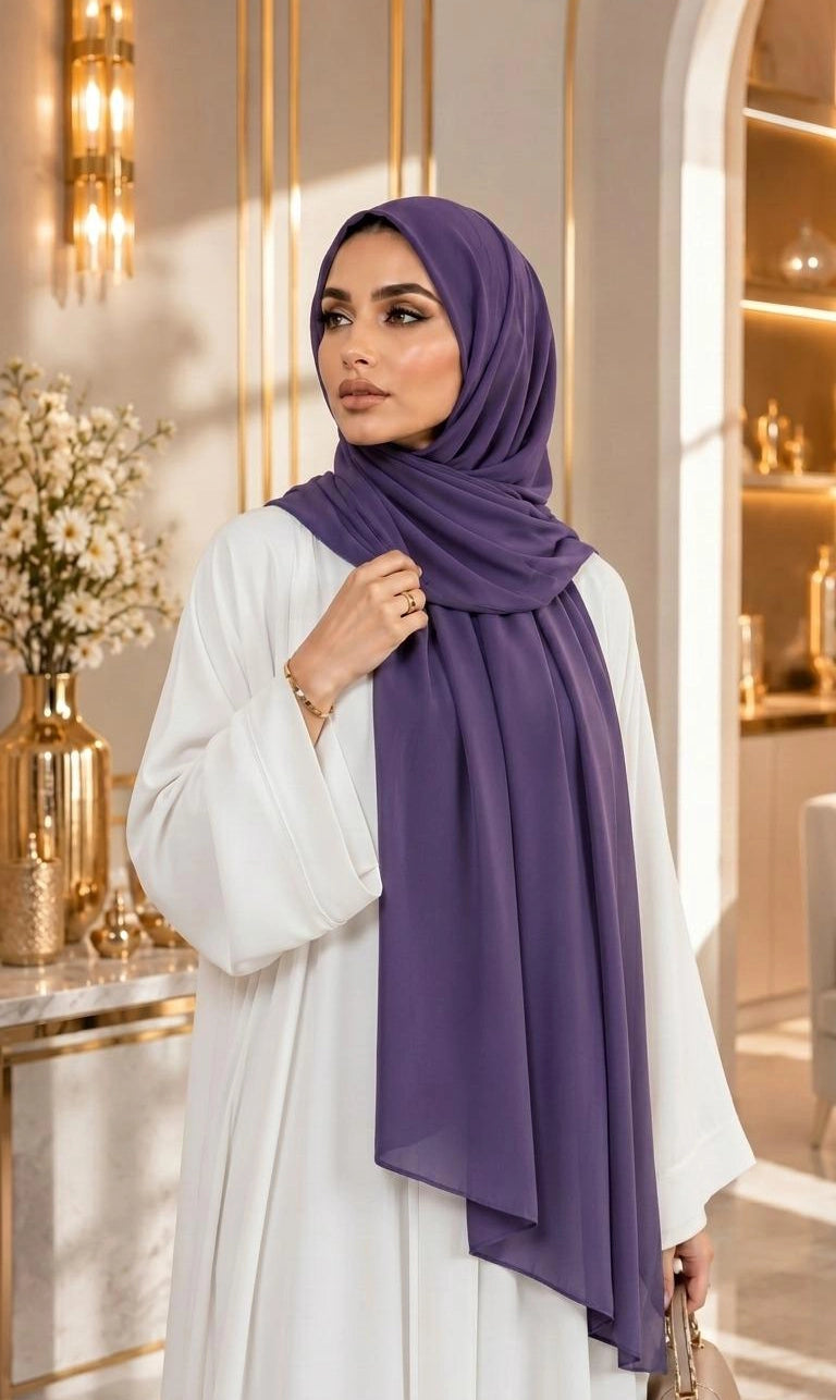Premium Chiffon Hijab 250 x 75 cm – Leicht, Fließend & Elegant | 66 Farben