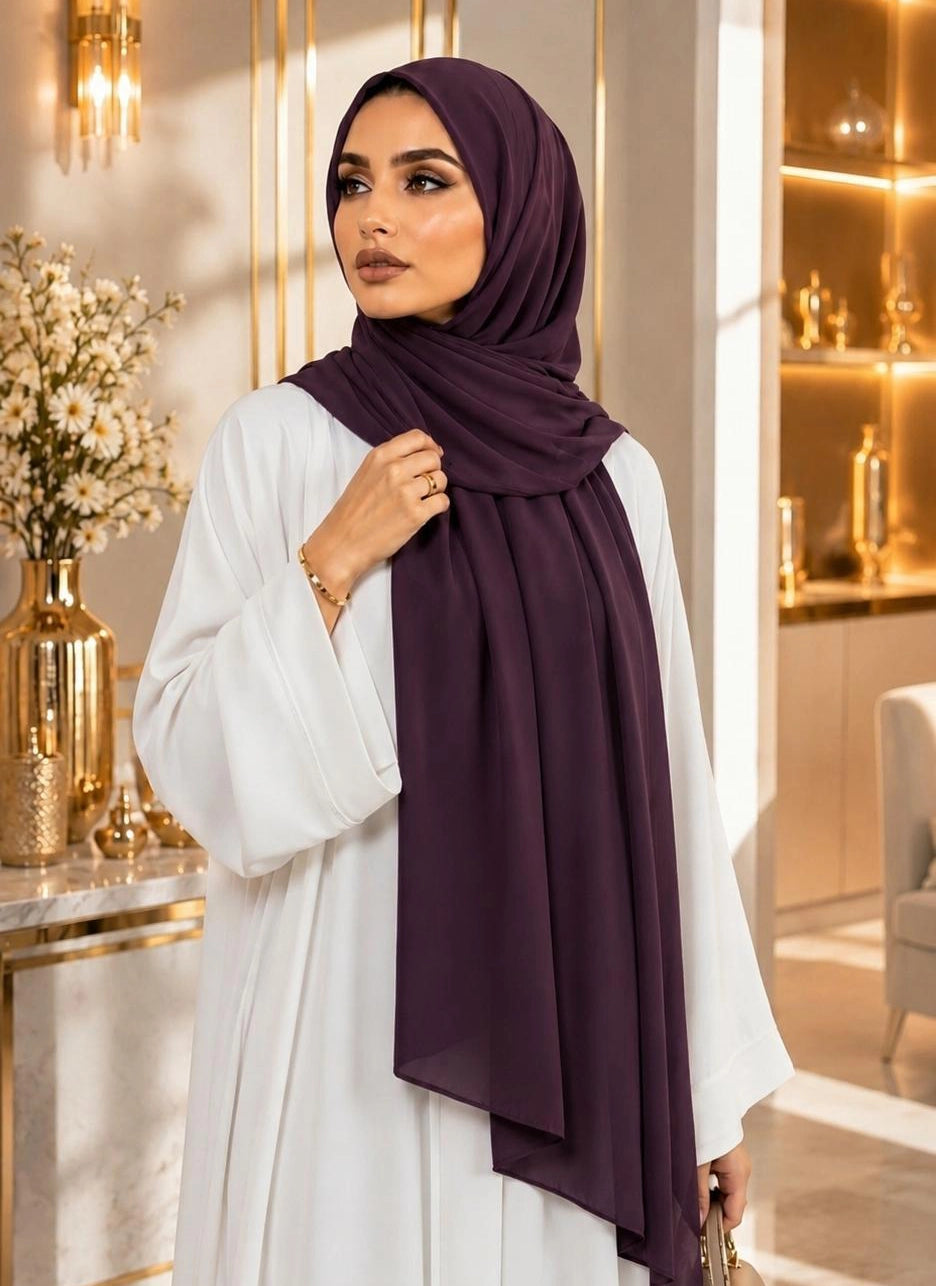 Premium Chiffon Hijab 250 x 75 cm – Leicht, Fließend & Elegant | 66 Farben