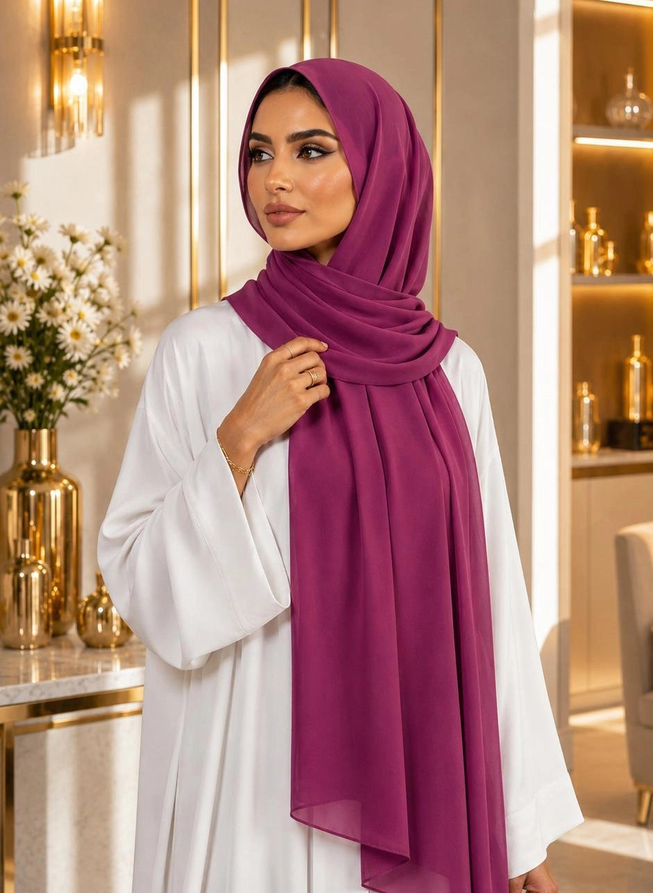 Premium Chiffon Hijab 250 x 75 cm – Leicht, Fließend & Elegant | 66 Farben