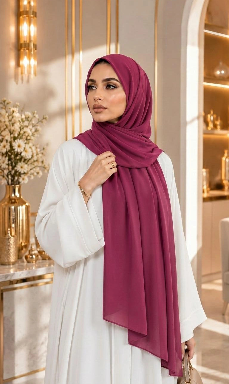 Premium Chiffon Hijab 250 x 75 cm – Leicht, Fließend & Elegant | 66 Farben