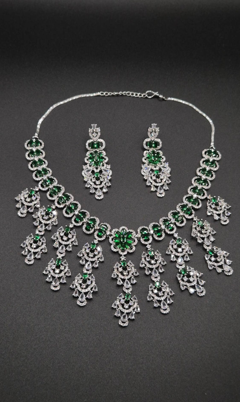 Luxuriöses Zirkonia Schmuckset Damen im Sultan-Design – Halskette & Ohrringe für Hochzeit und besondere Anlässe