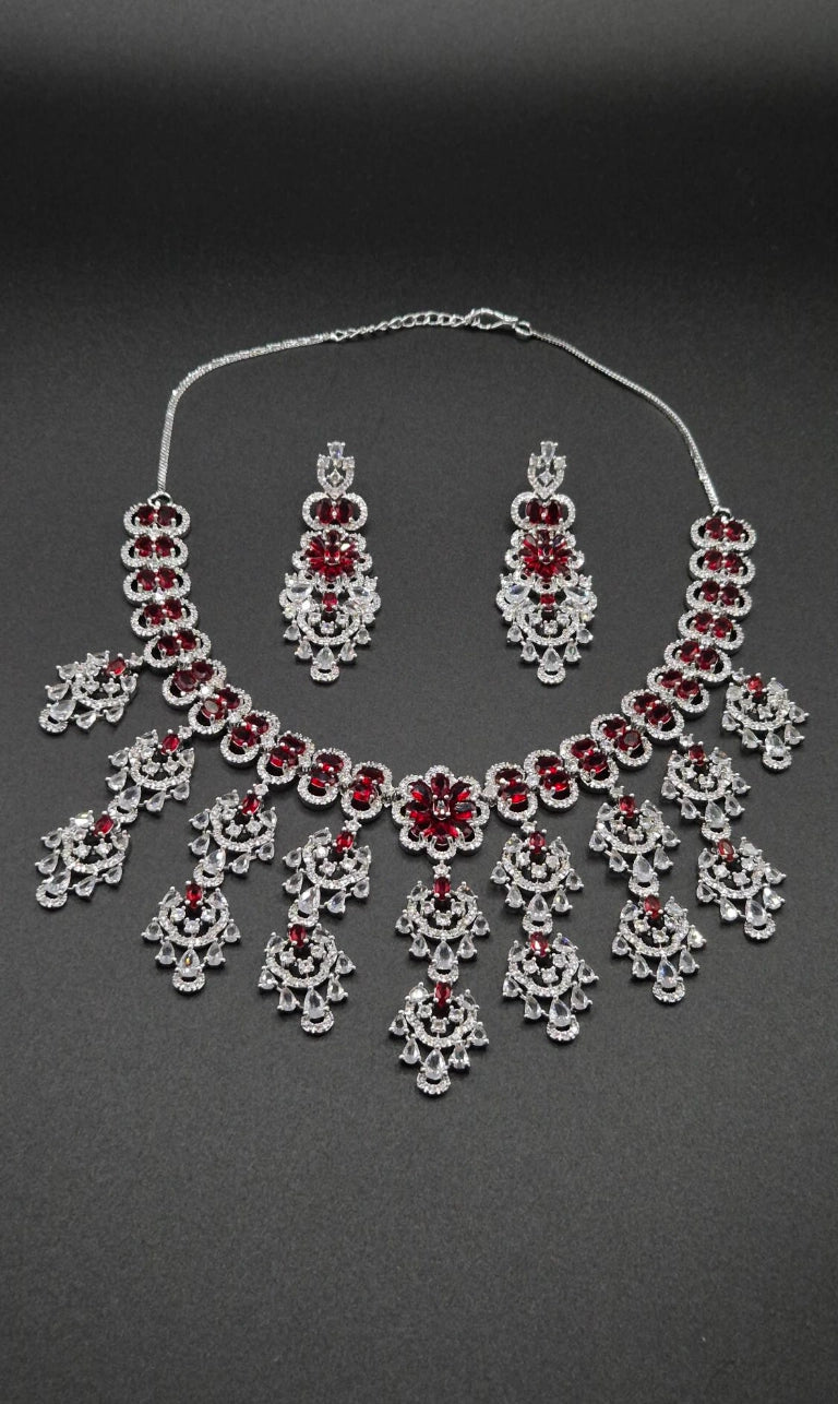 Luxuriöses Zirkonia Schmuckset Damen im Sultan-Design – Halskette & Ohrringe für Hochzeit und besondere Anlässe