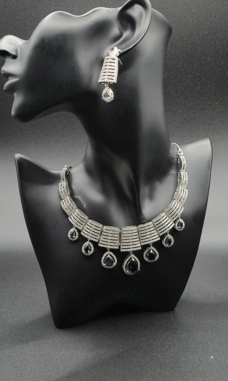 Elegantes Zirkonia Schmuckset Damen – Halskette & Ohrringe im Tropfendesign für Hochzeit und Abendmode