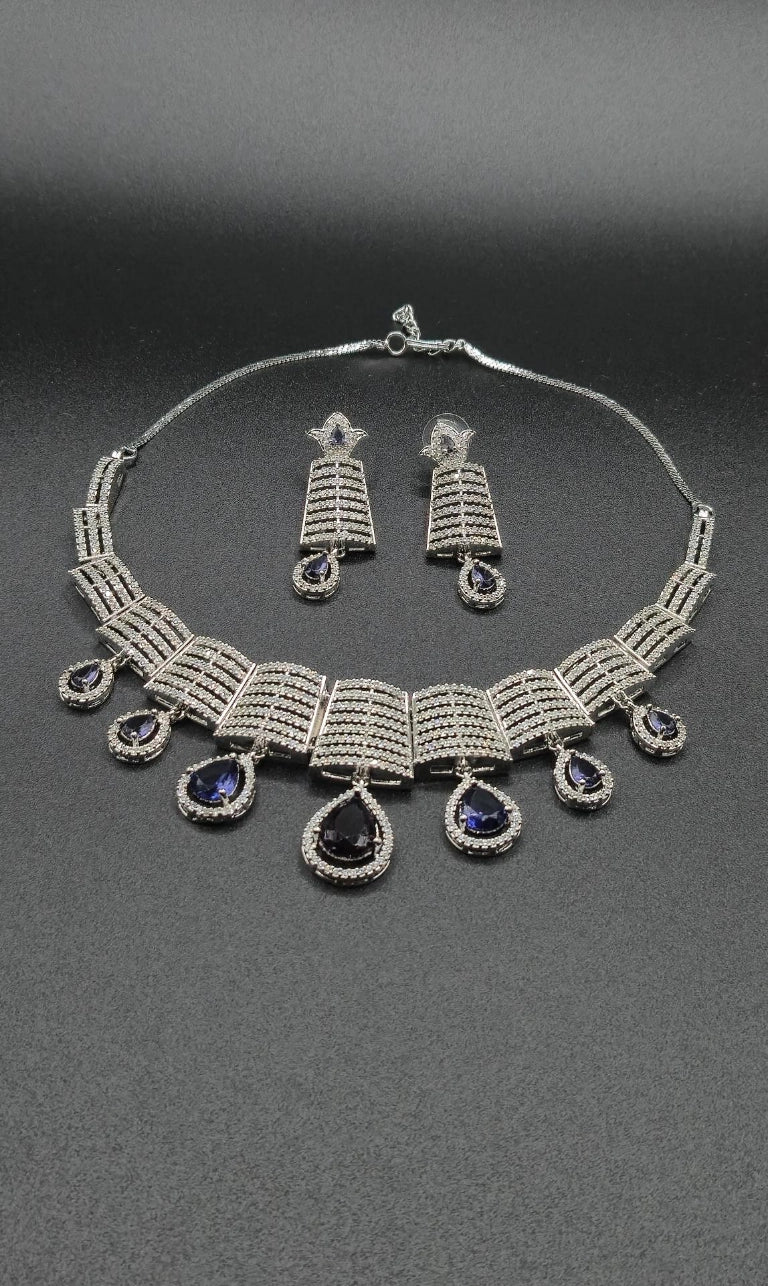 Elegantes Zirkonia Schmuckset Damen – Halskette & Ohrringe im Tropfendesign für Hochzeit und Abendmode