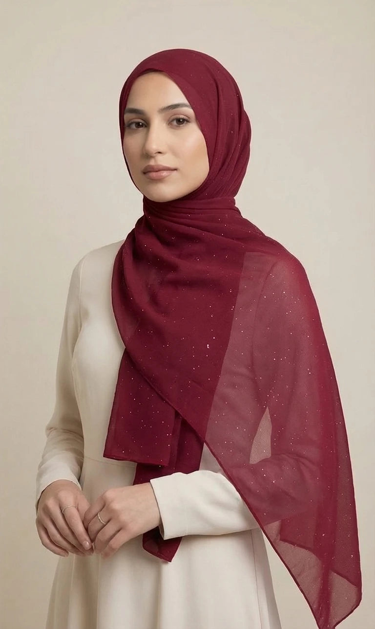 Glitzer Hijab Schal – Eleganter Leichter Kopftuch Schal für Damen | Weicher Langer Schal (S03)