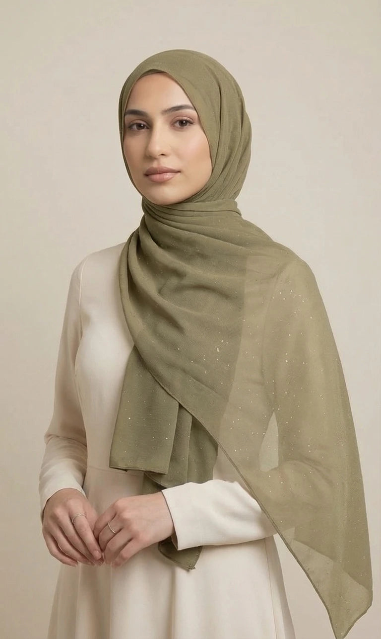 Glitzer Hijab Schal – Eleganter Leichter Kopftuch Schal für Damen | Weicher Langer Schal (S03)