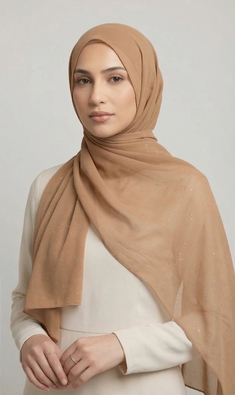 Glitzer Hijab Schal – Eleganter Leichter Kopftuch Schal für Damen | Weicher Langer Schal (S03)