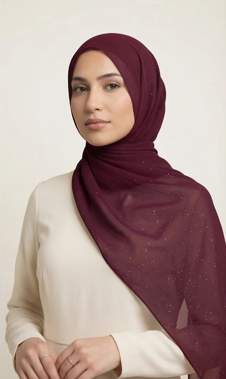 Glitzer Hijab Schal – Eleganter Leichter Kopftuch Schal für Damen | Weicher Langer Schal (S03)