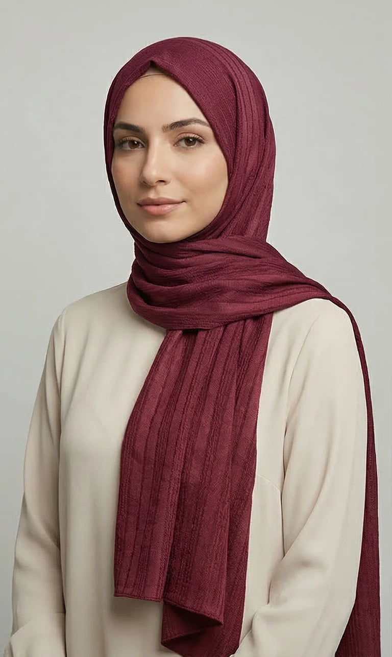 Struktur Hijab Schal – Leichter Eleganter Kopftuch Schal für Damen | Weicher Langer Schal (S04)