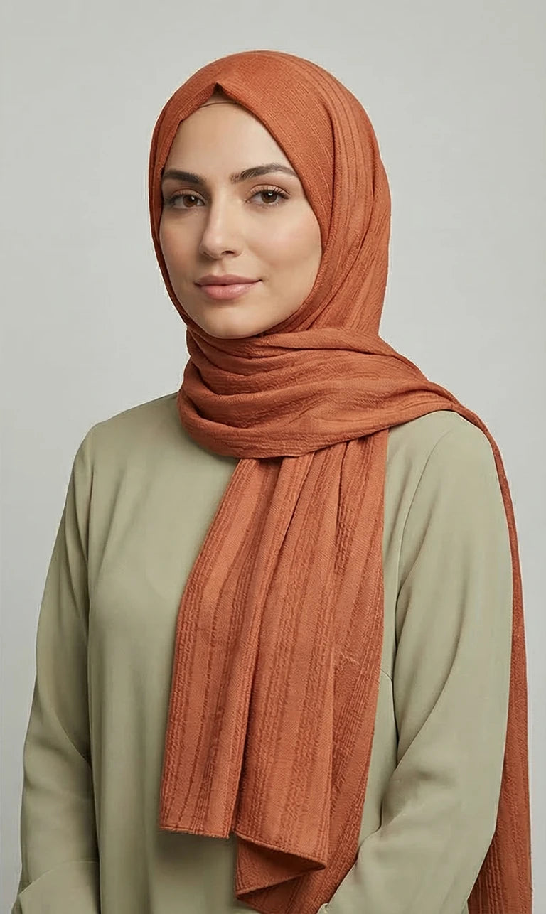Struktur Hijab Schal – Leichter Eleganter Kopftuch Schal für Damen | Weicher Langer Schal (S04)