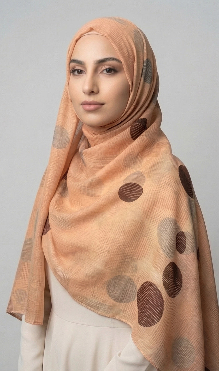 Gemusterter Hijab Schal – Leichter Kopftuch Schal mit Kreisdesign | Eleganter Langer Schal (S05)