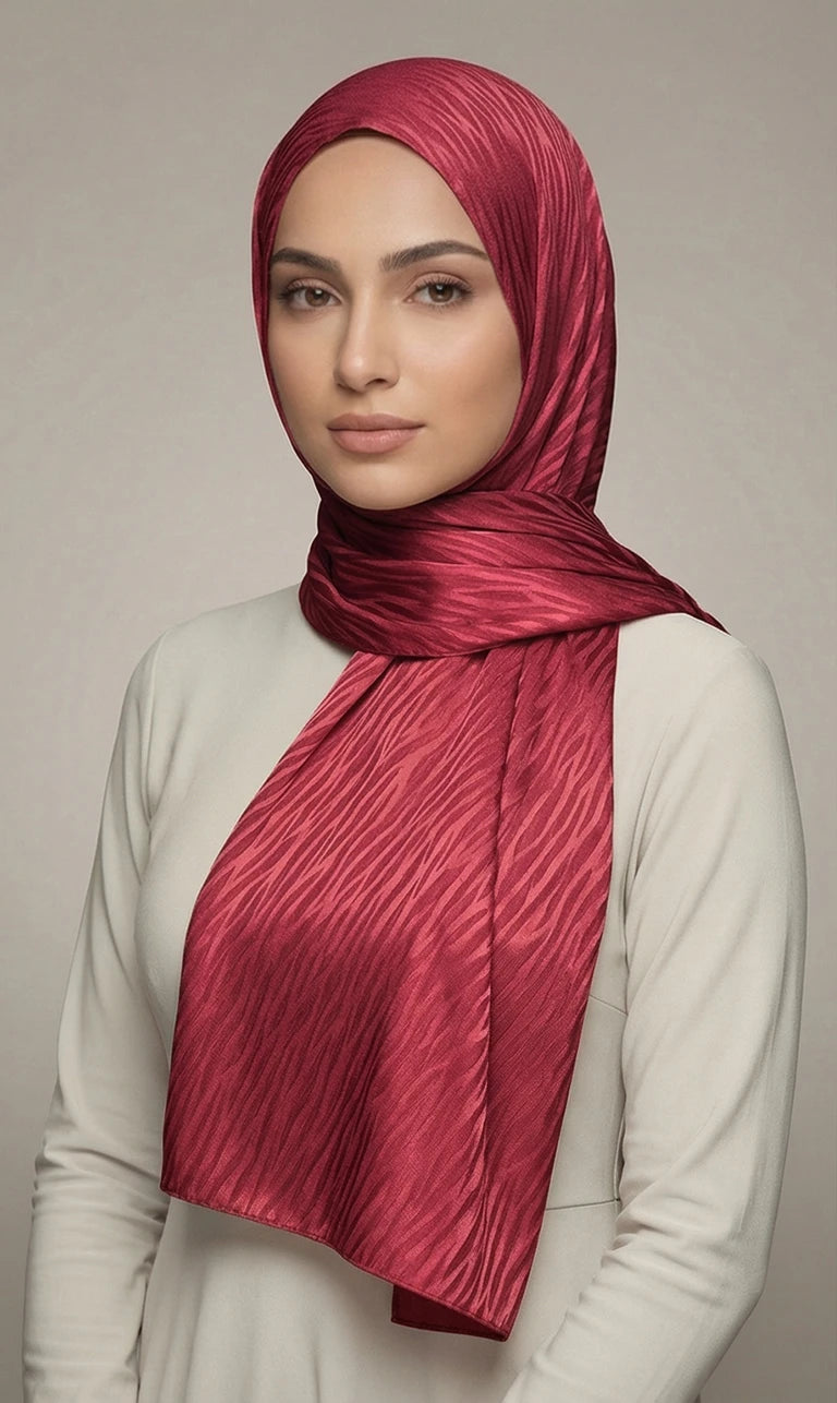 Hijab Schal in Goldbraun mit Wellenstruktur – Eleganter Leichter Kopftuch Schal (S09)