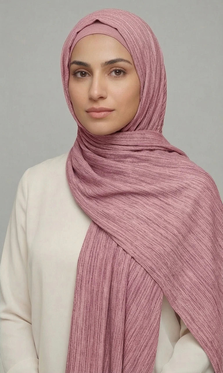 Hijab Schal in Beige mit Struktur – Eleganter Leichter Kopftuch Schal (S12)