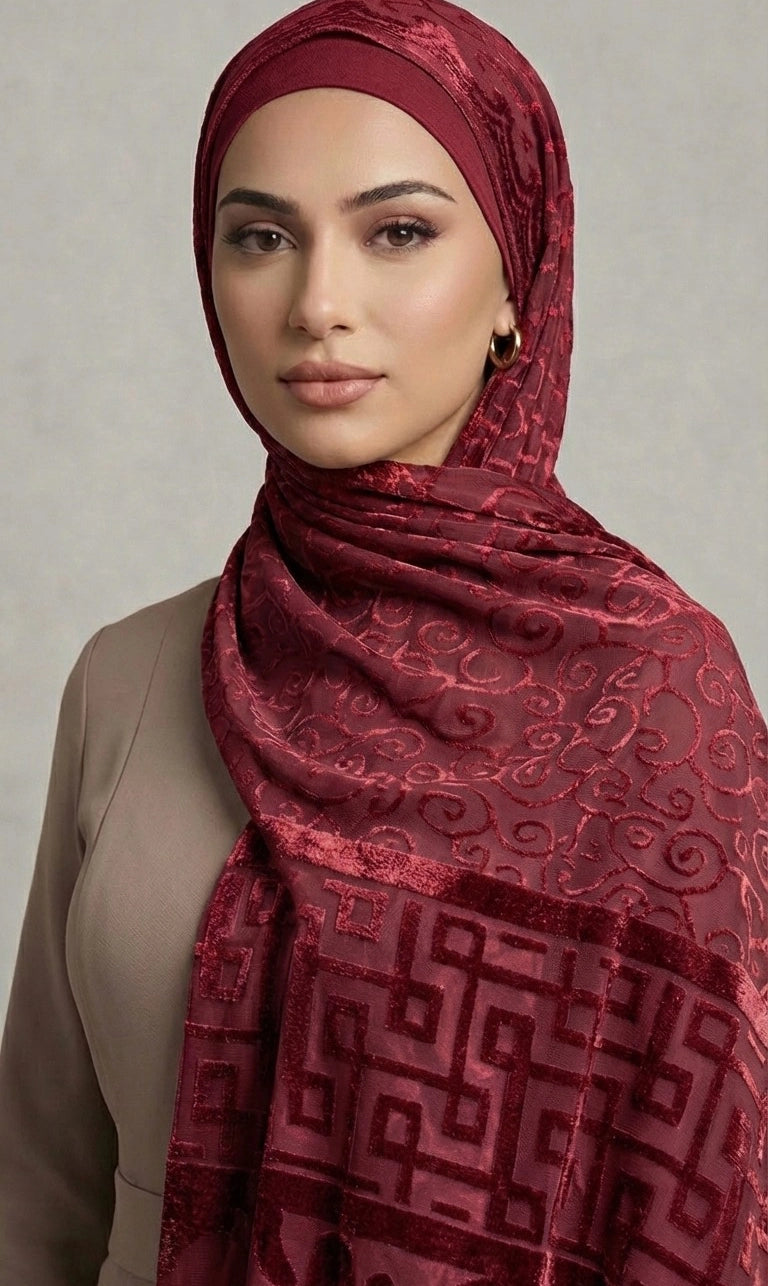 Edler Jacquard Hijab mit Ornamentmuster