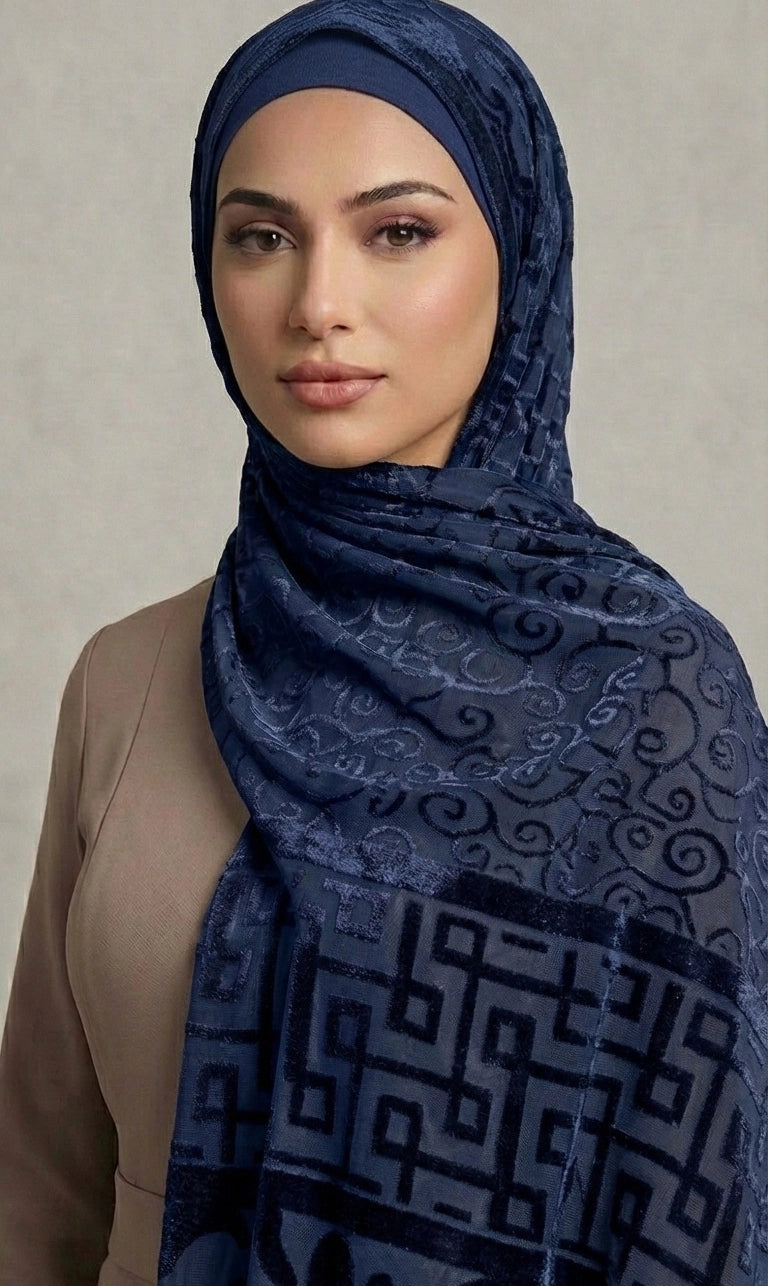 Edler Jacquard Hijab mit Ornamentmuster