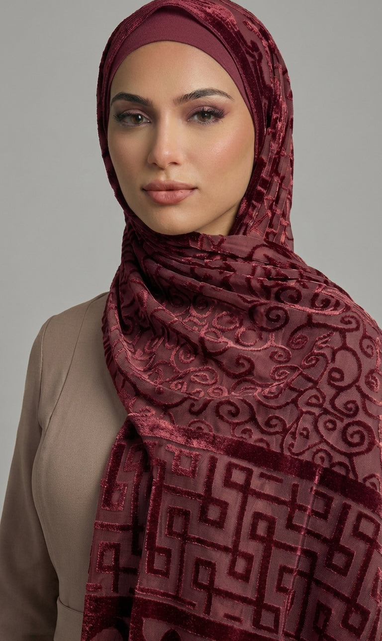 Edler Jacquard Hijab mit Ornamentmuster