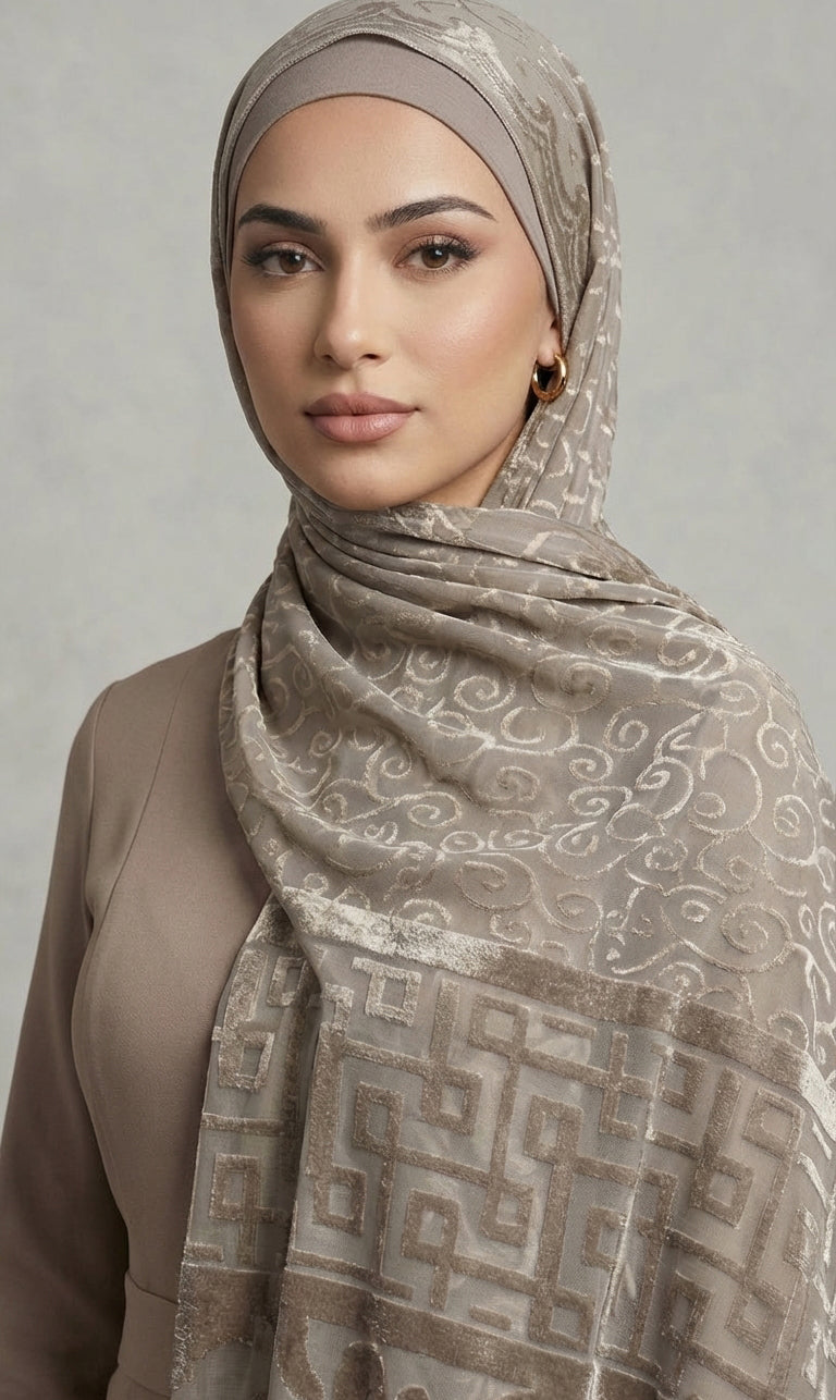 Edler Jacquard Hijab mit Ornamentmuster