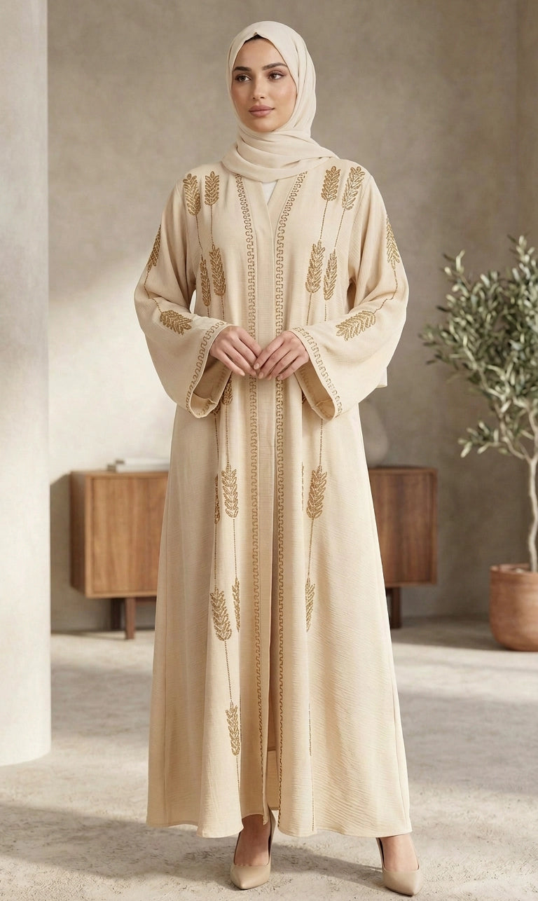Abaya mit kunstvoller Stickerei und Quasten