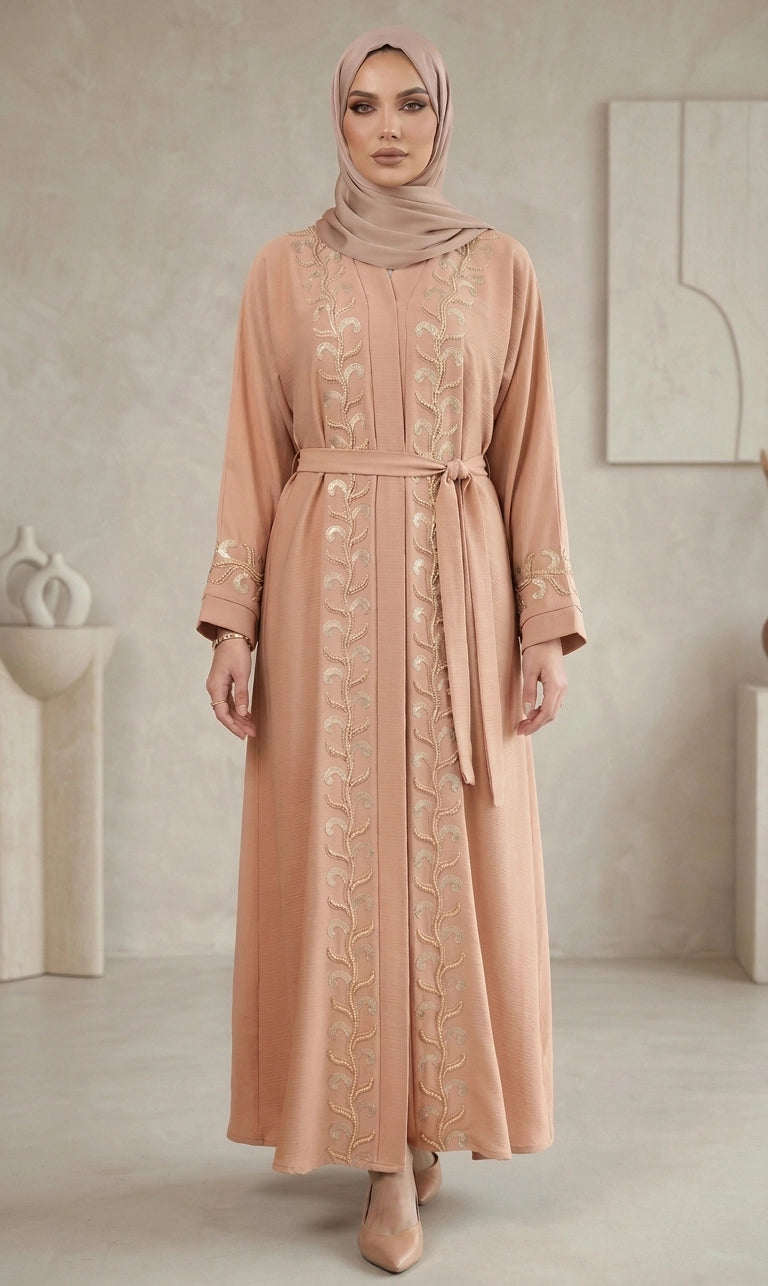 Elegantes Langarm Kleid mit Stickerei