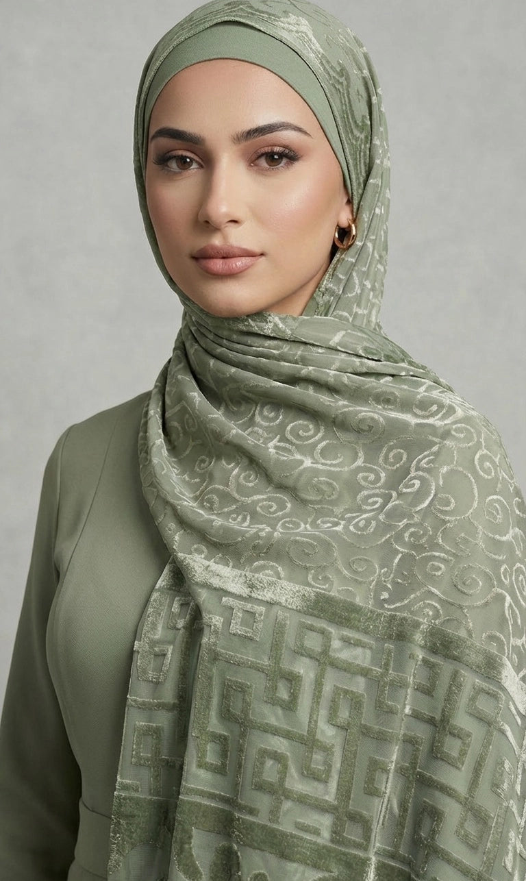 Edler Jacquard Hijab mit Ornamentmuster